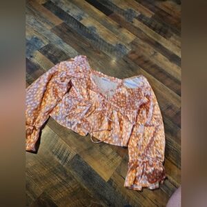 Peach Love California Orange and White Blouse